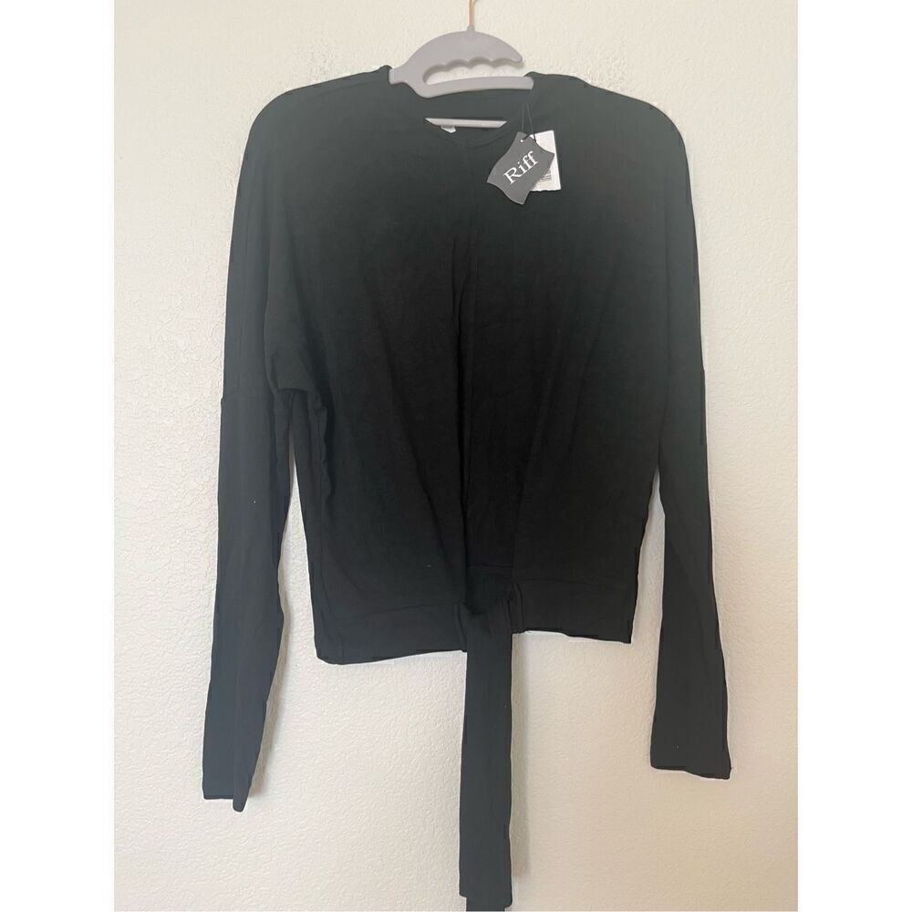 Riff Long Sleeve Front Tie Crew Neck Shirt NEW